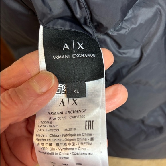 Armani Exchange Women’s Black/Orange/Pink Reversible Winter Puffer Long Coat, XL - Picture 13 of 15